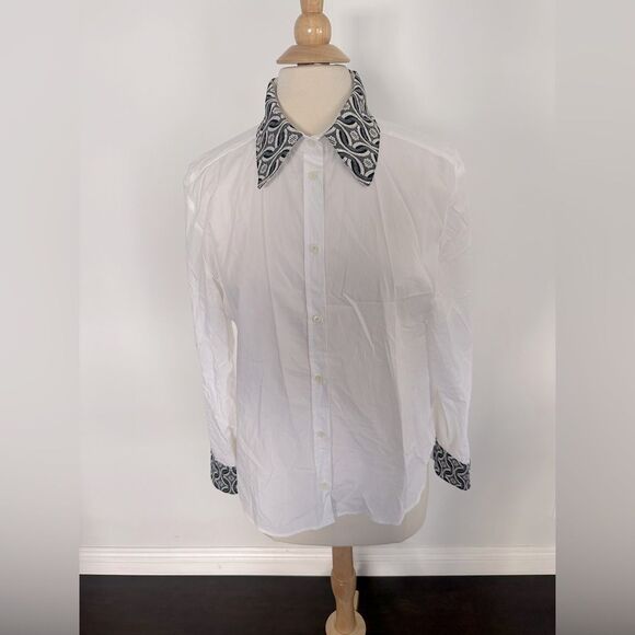 Maje Cipaje Jacquard Contrast Womens 100% Cotton Button Down Shirt- White large - Picture 2 of 12